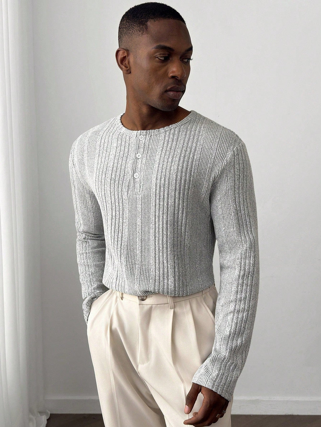 Everyday Grey Textured Long Sleeve Tee