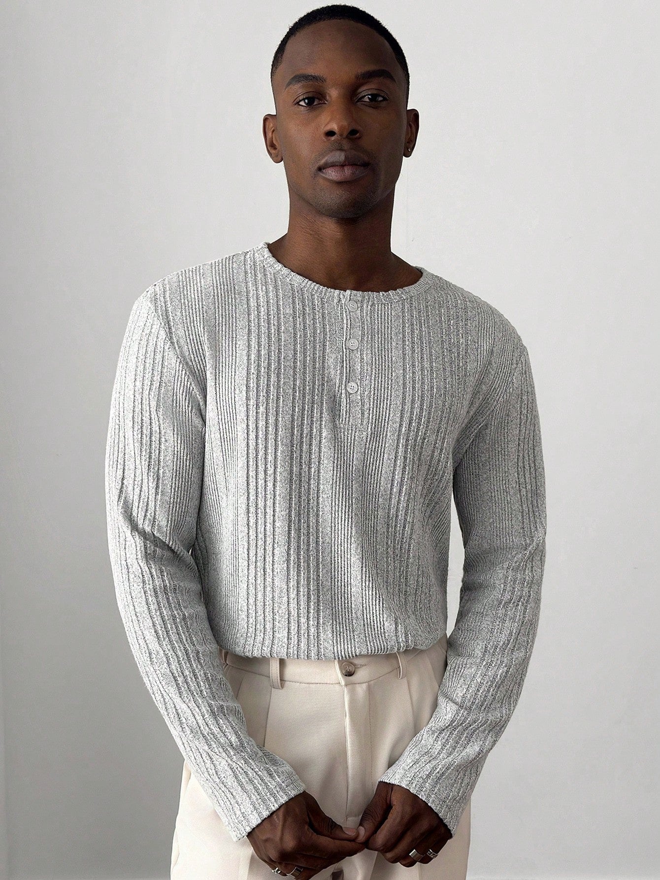 Everyday Grey Textured Long Sleeve Tee